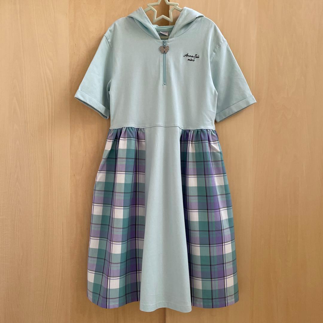 美品☆ アナスイミニ　チェック切り替えワンピース　150