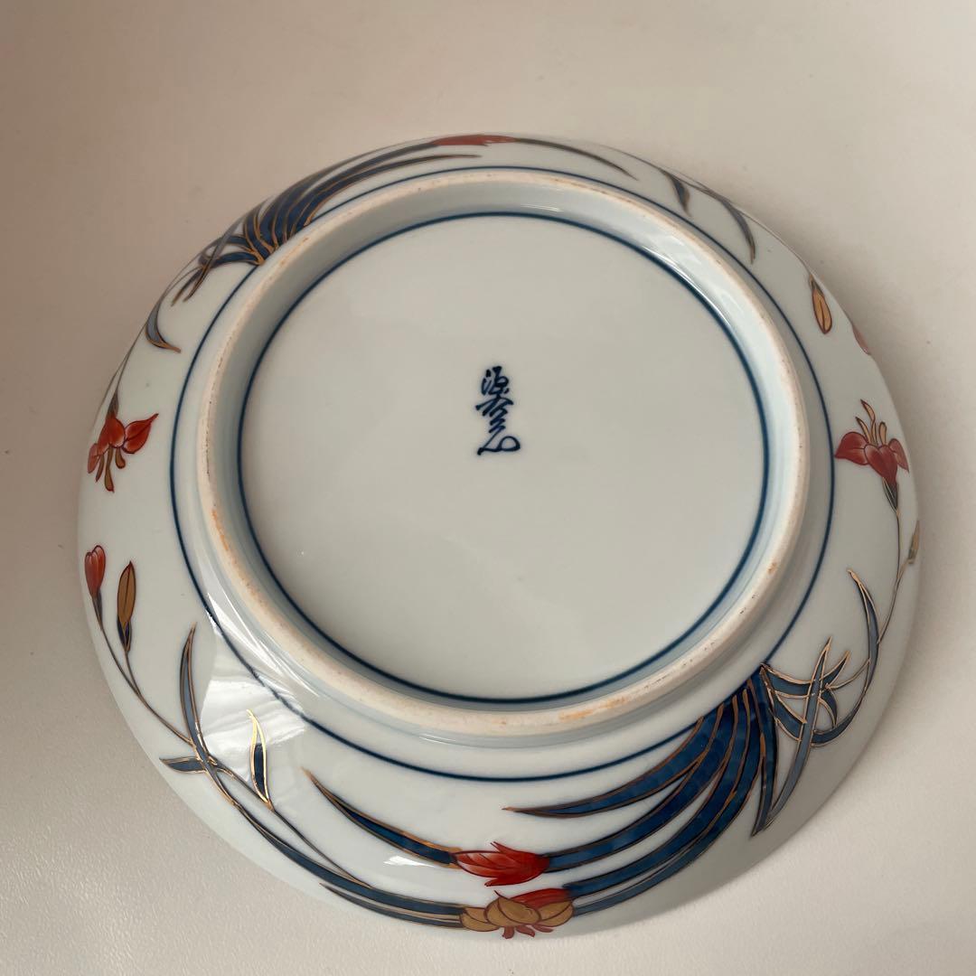 源右衛門　伊万里江戸の器　手描色絵　六寸皿深皿５客揃　古伊万里風山水見込　美品