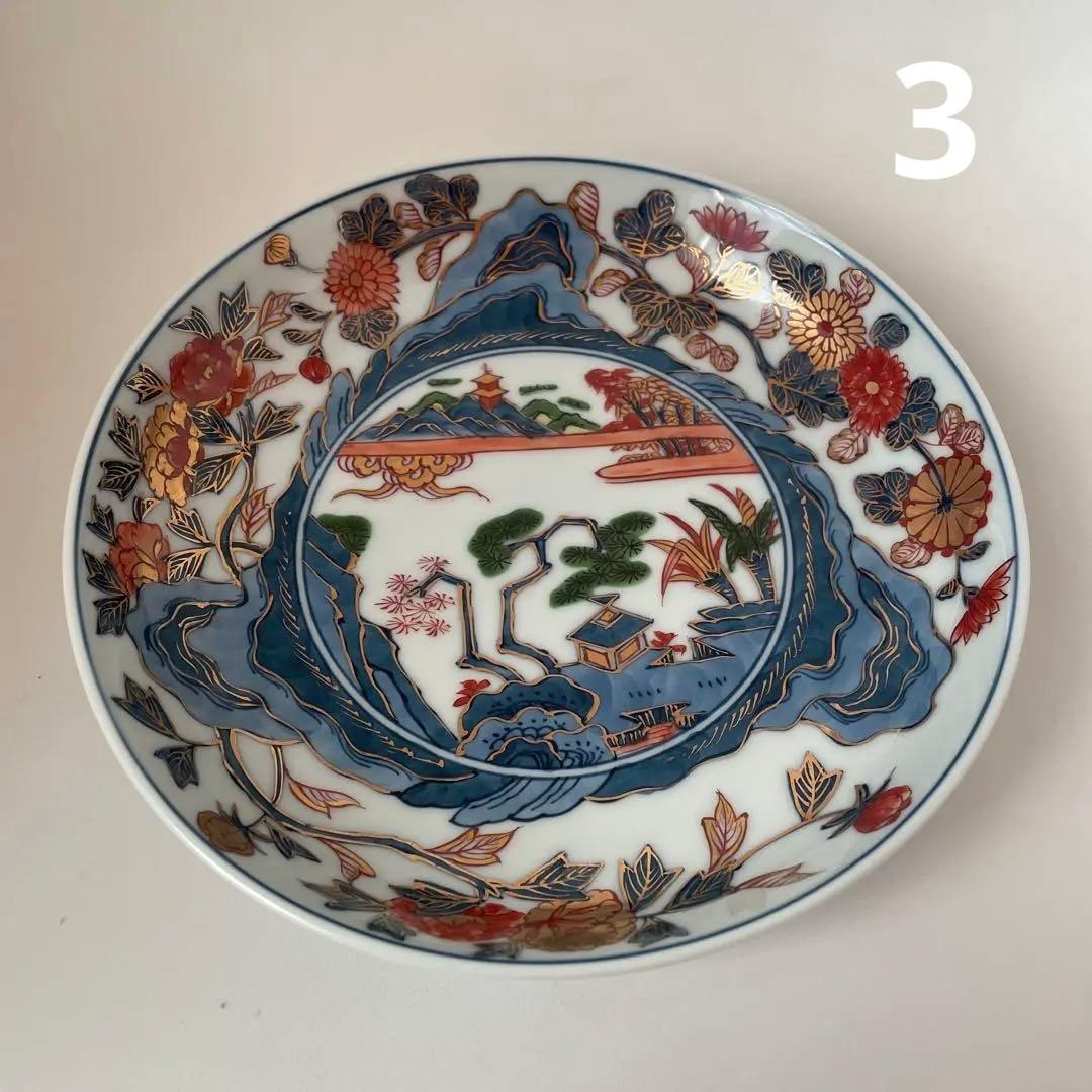 源右衛門　伊万里江戸の器　手描色絵　六寸皿深皿５客揃　古伊万里風山水見込　美品