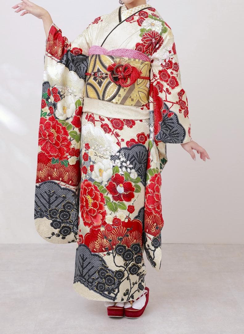 ≪美品≫正絹　振袖9点フルセット【877】【150cm~160cmの方用】