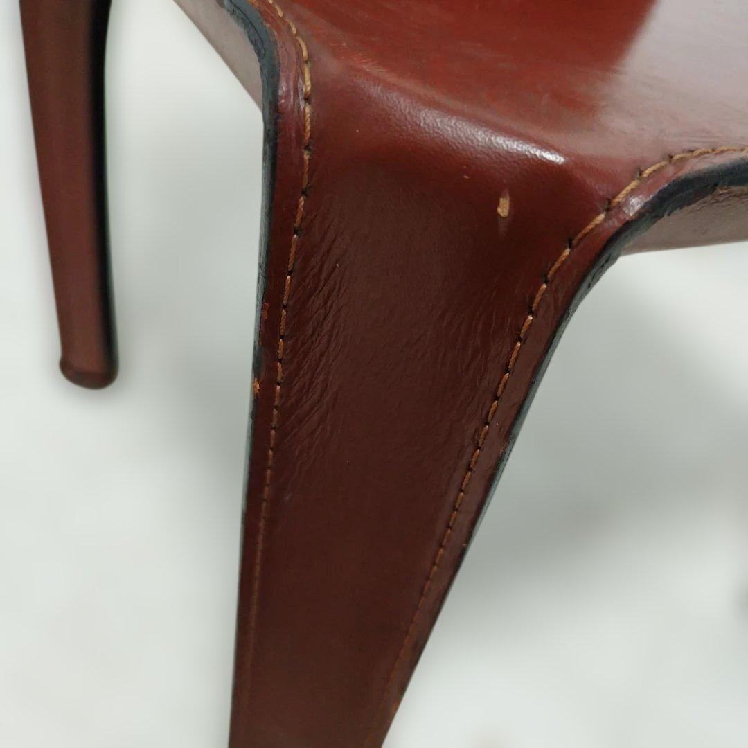 【引き取り歓迎】赤茶 レザーチェア アームレス モダン 家具 椅子