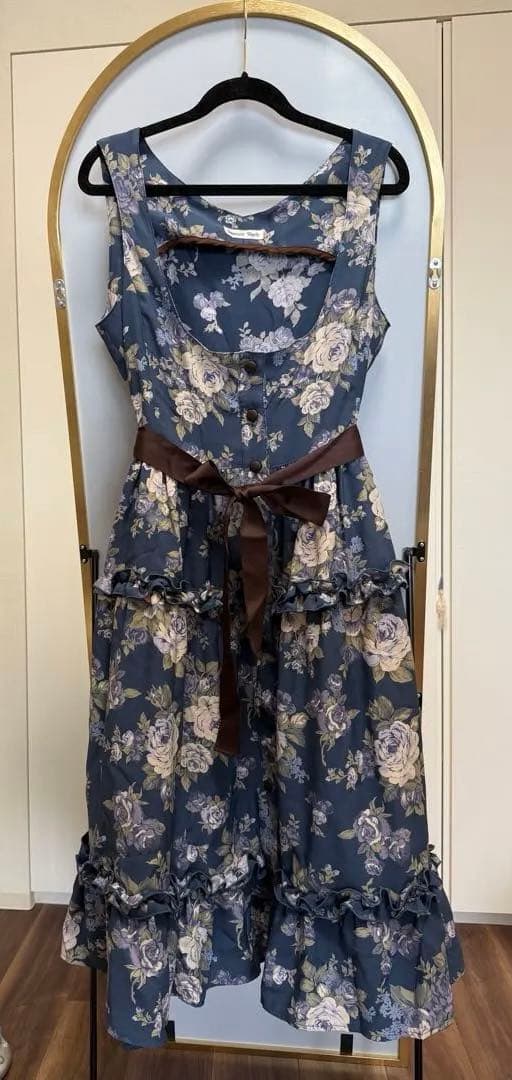 Innocent World ネイビー フラワープリント ワンピース