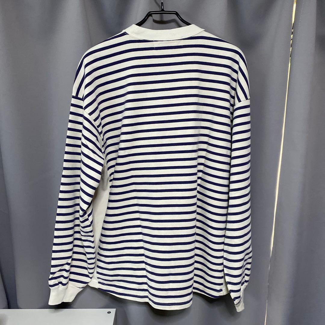 新品　REMI RELIEF ストライプ長袖カットソー XL 紫ボーダー