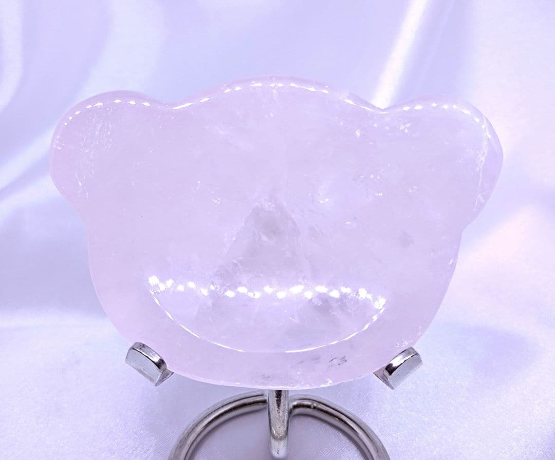 ローズクォーツ　お皿　器　マダガスカル産　浄化　くま　紅水晶　合言葉割引