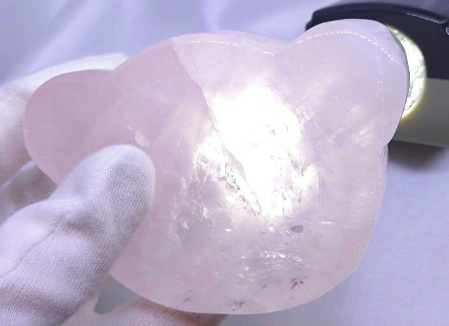 ローズクォーツ　お皿　器　マダガスカル産　浄化　くま　紅水晶　合言葉割引