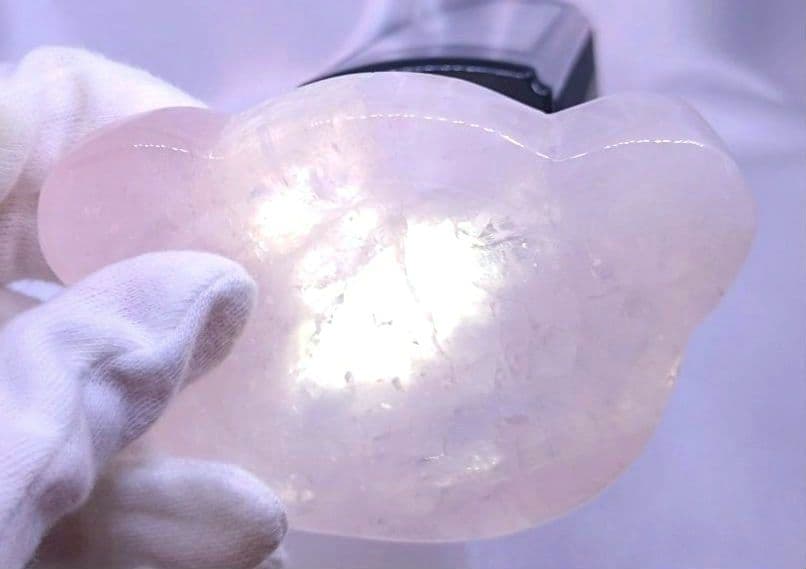 ローズクォーツ　お皿　器　マダガスカル産　浄化　くま　紅水晶　合言葉割引