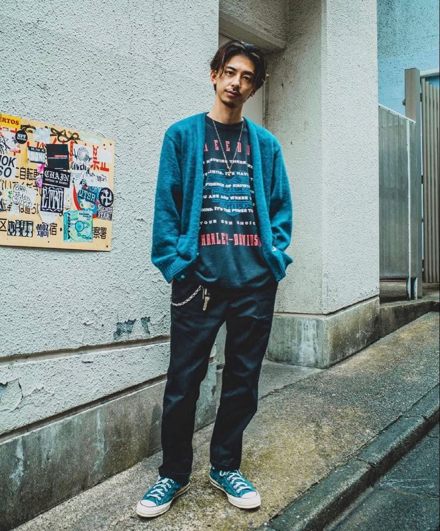 WAKOMARIA ワコマリア モヘアカーディガン 20FW ターコイズルー