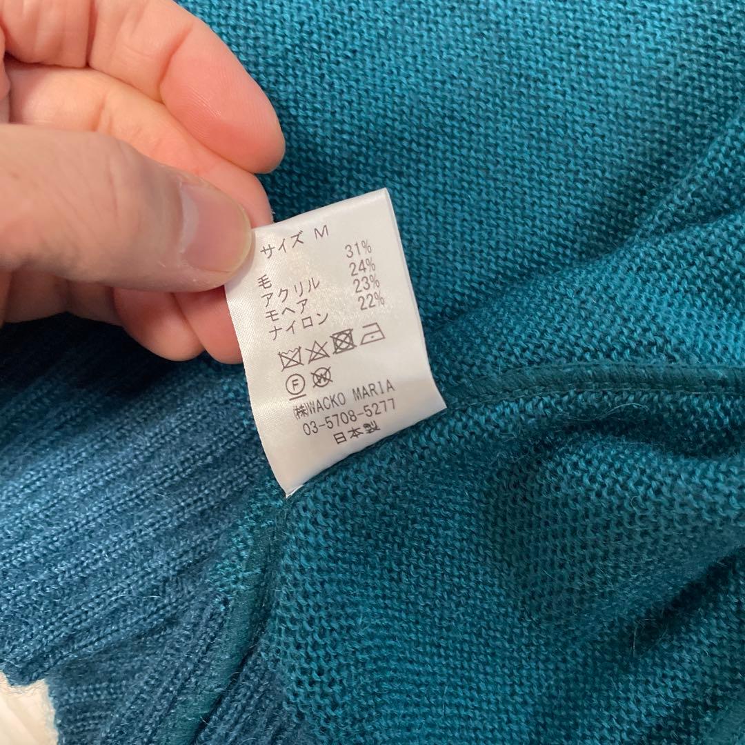 WAKOMARIA ワコマリア モヘアカーディガン 20FW ターコイズルー