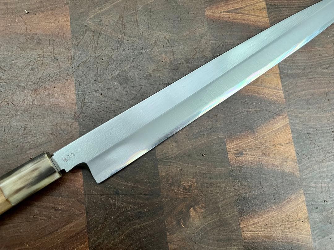 堺打ち刃物　青鋼　紋　鍛錬　柳刃　刺身　尺　300mm 包丁　和包丁　刃紋