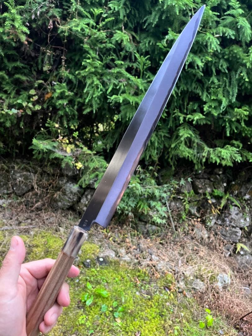 堺打ち刃物　青鋼　紋　鍛錬　柳刃　刺身　尺　300mm 包丁　和包丁　刃紋