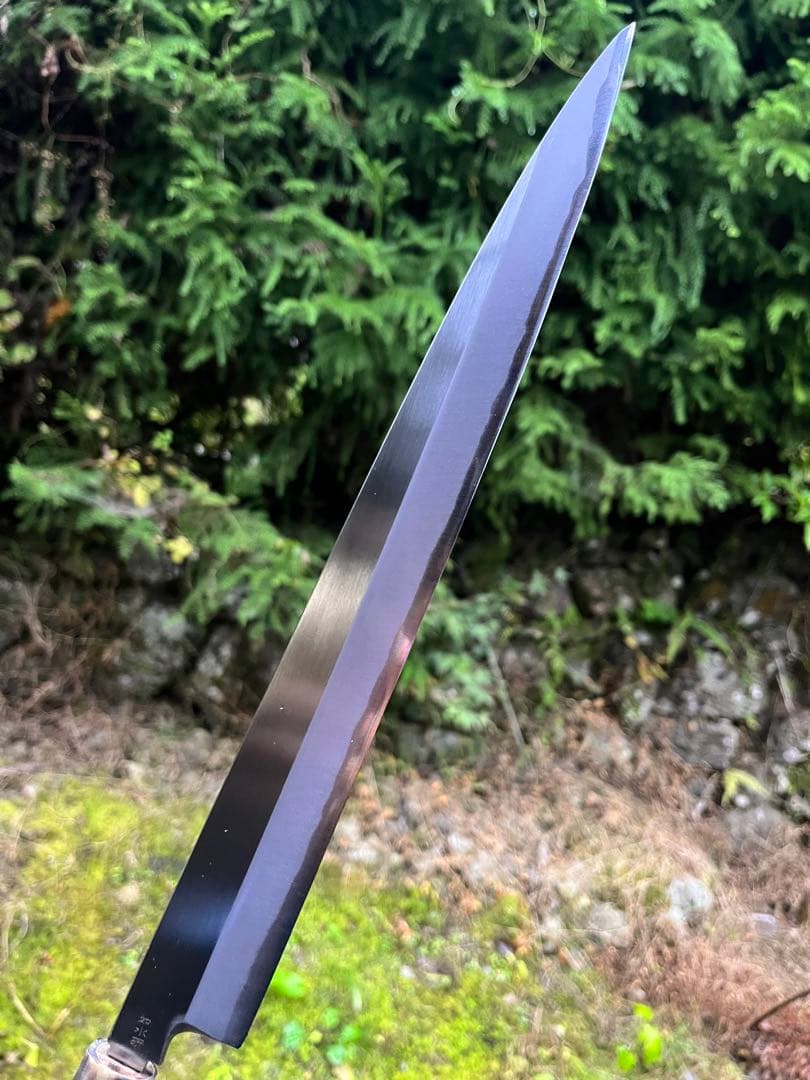 堺打ち刃物　青鋼　紋　鍛錬　柳刃　刺身　尺　300mm 包丁　和包丁　刃紋