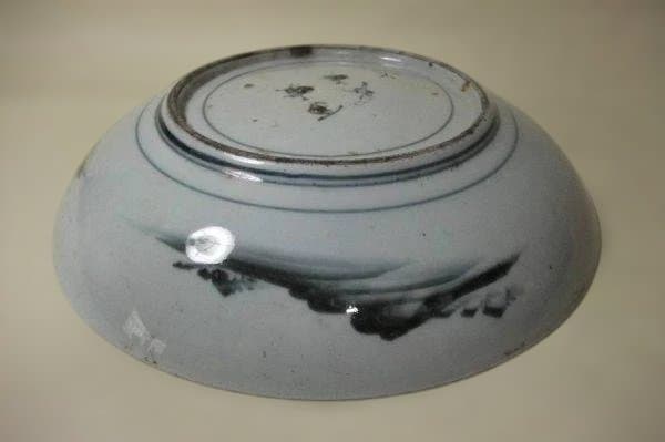 古伊万里 染付 雲文「冨貴長春」皿 時代物 逸品 古美術 江戸期