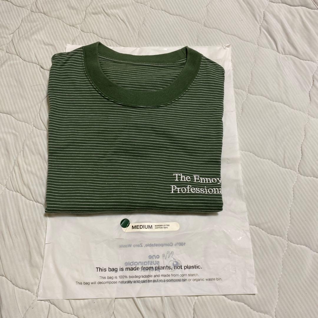 ENNOY ボーダー 長袖 Tシャツ グリーン Mサイズ