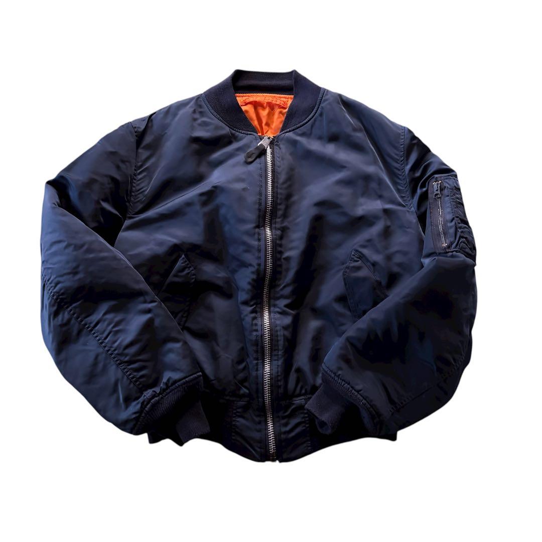 90s USA製 ALPHA MA-1 フライトジャケット ネイビー ボンバー