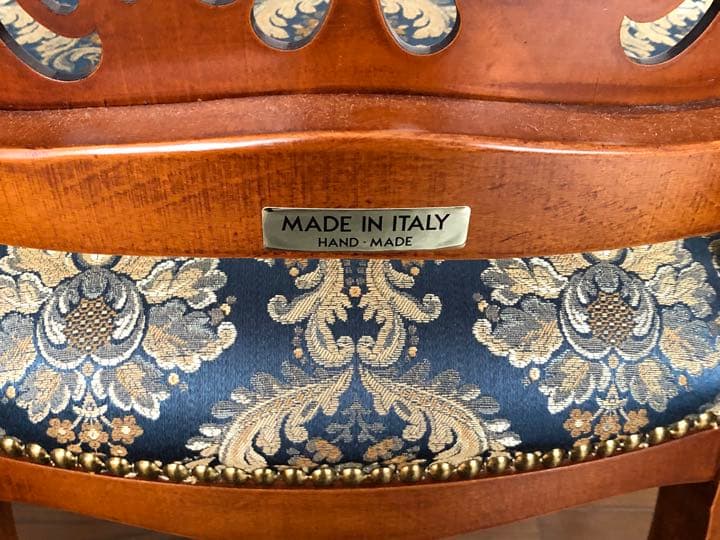 ❶【2脚セット】アンティーク　椅子　ペア　イタリア　猫脚 　ロココ　彫刻　肘掛
