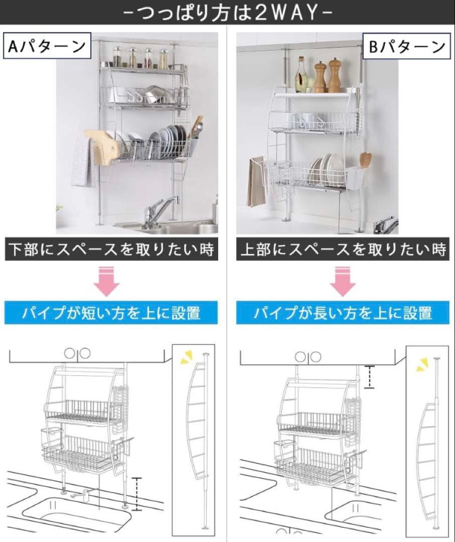 流れるつっぱり水切りラック　SB-130004 開梱未使用　ステンレス
