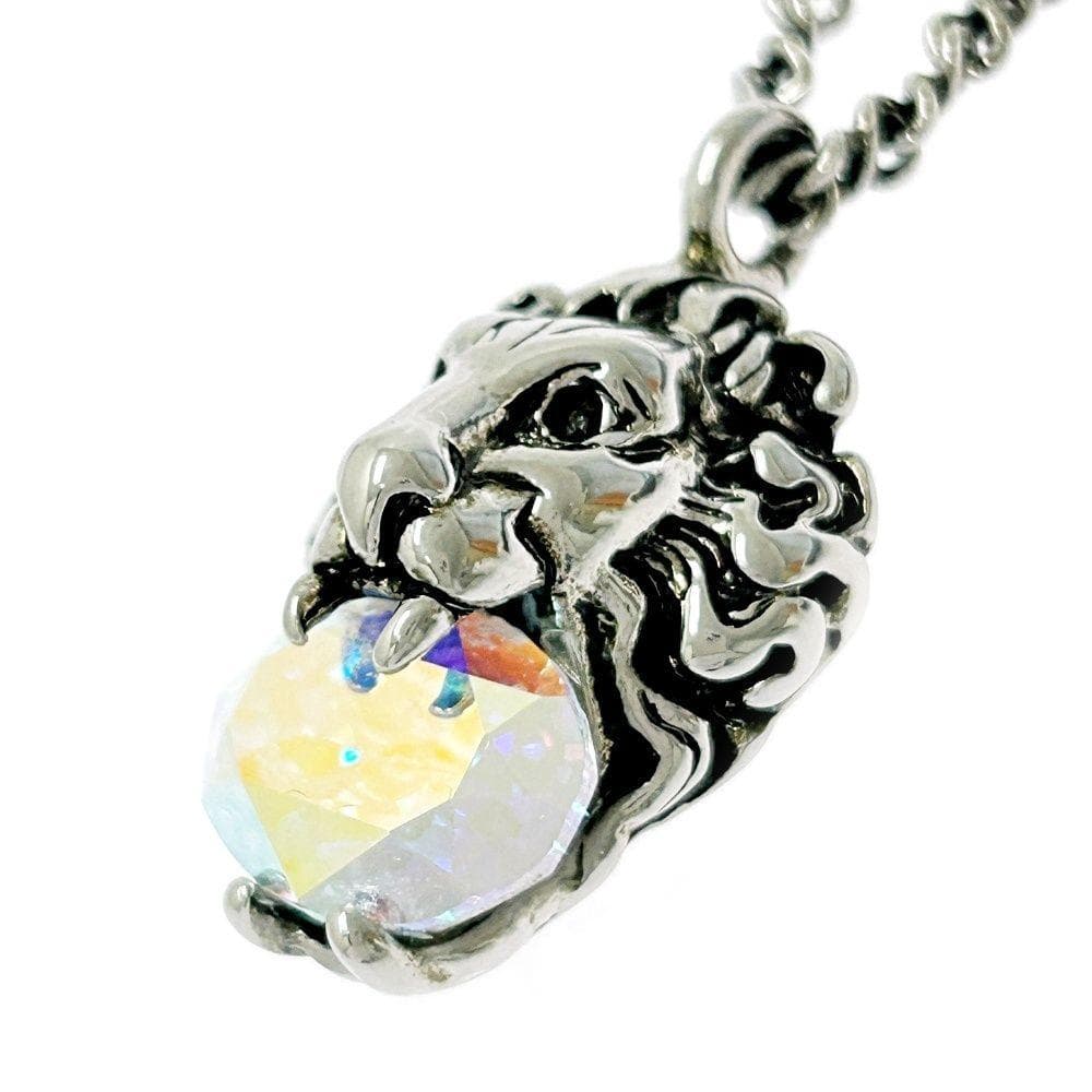 GUCCI グッチ メタルクリスタル ライオンヘッド ロングネックレス シルバー