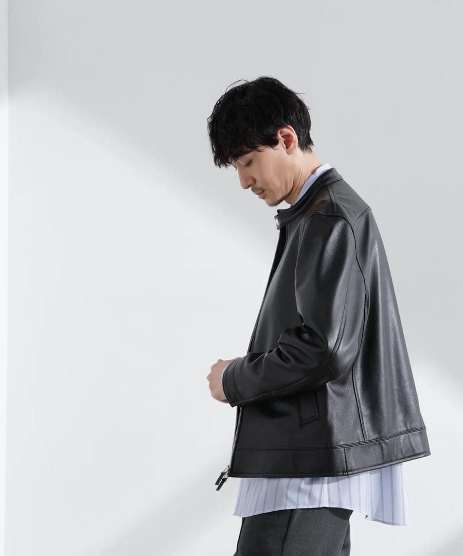 新品　ナノユニバース　ライトラムナッパシングルライダース　ジャケット　羊革