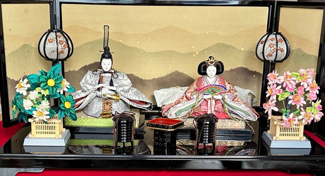 吉福 雛人形 親王飾り 平飾り 金屏風 美品