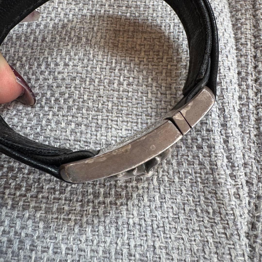 正規品◎Chrome Hearts◎クロムハーツ◎ブラックレザーブレス