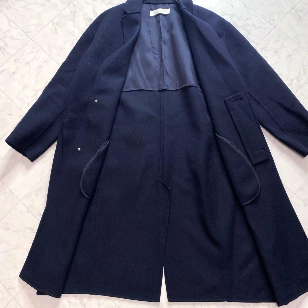 美品✨GALERIE VIE ライトメルトン チェスターコート　カシミヤ混　紺