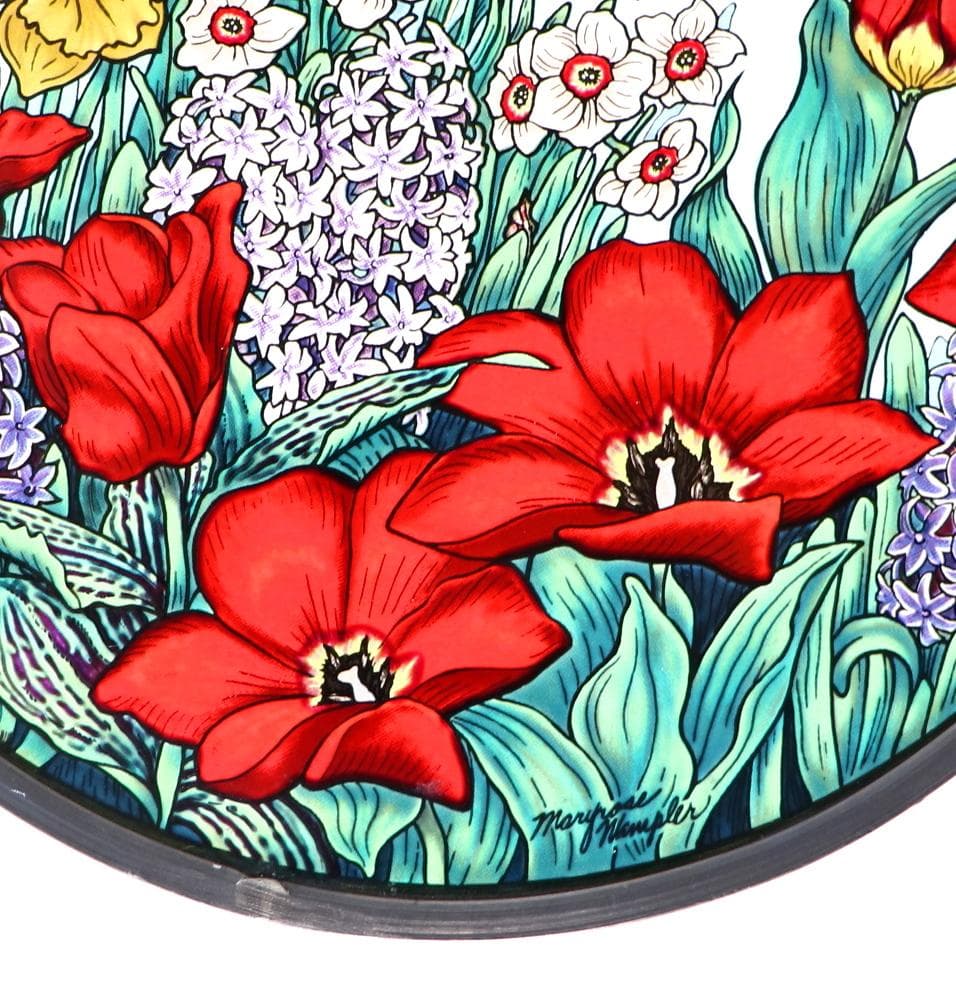 春の花 ヴィンテージ ステンドグラス マージョリン・バスティン 蝶々 バタフライ