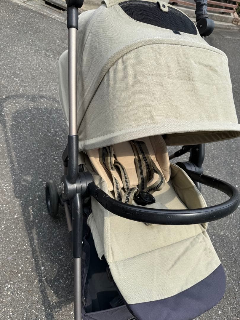 週末まで　メリオ　ベビーカー　ベージュ レインカバー　二人乗りシート付き