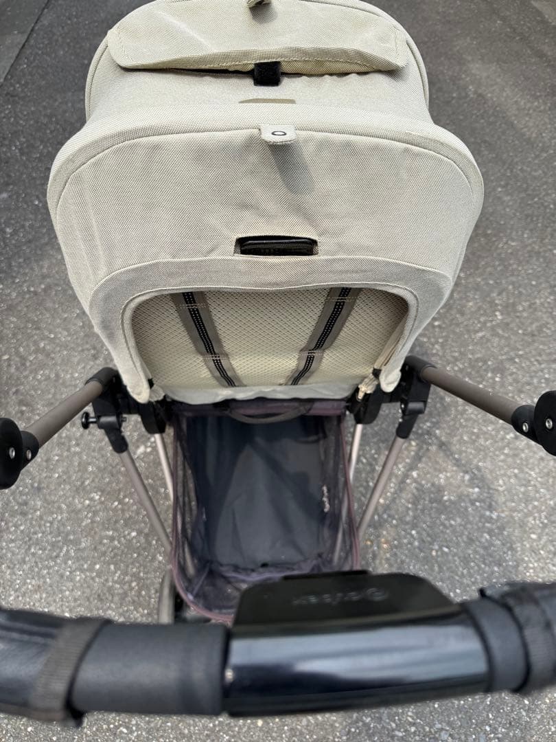 週末まで　メリオ　ベビーカー　ベージュ レインカバー　二人乗りシート付き