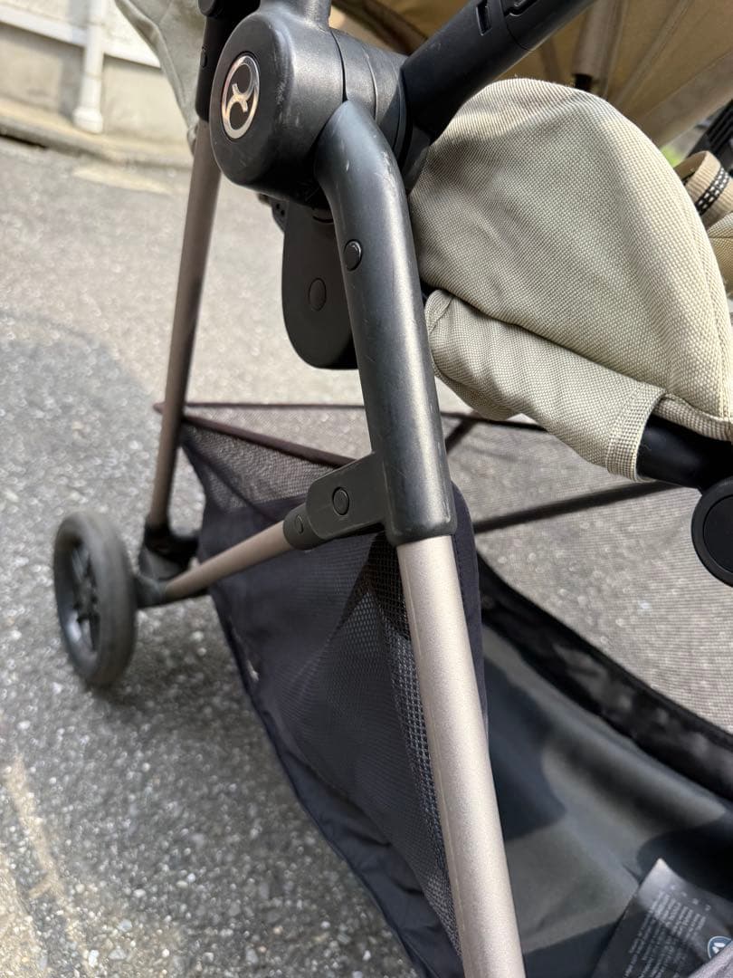 週末まで　メリオ　ベビーカー　ベージュ レインカバー　二人乗りシート付き