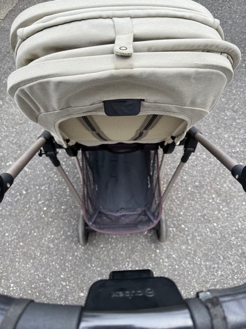 週末まで　メリオ　ベビーカー　ベージュ レインカバー　二人乗りシート付き