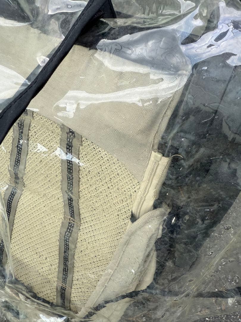 週末まで　メリオ　ベビーカー　ベージュ レインカバー　二人乗りシート付き