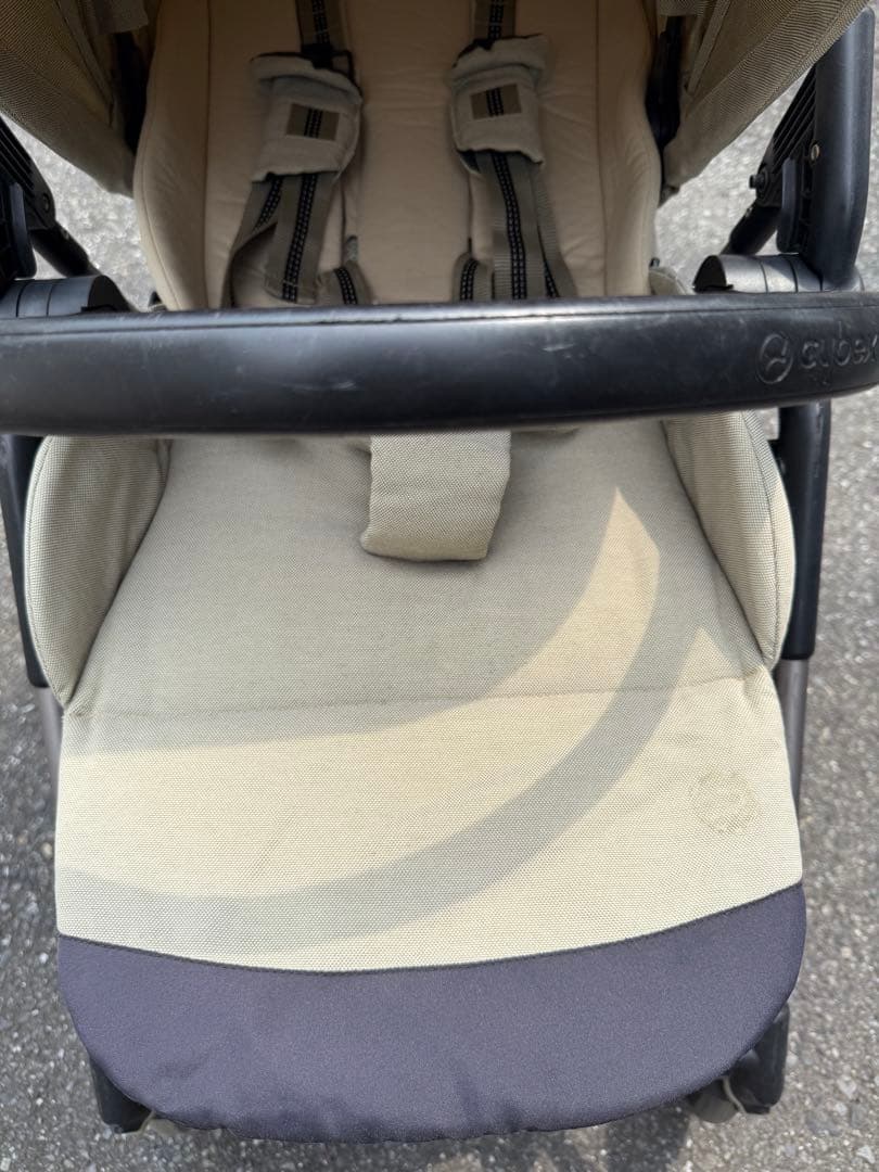 週末まで　メリオ　ベビーカー　ベージュ レインカバー　二人乗りシート付き