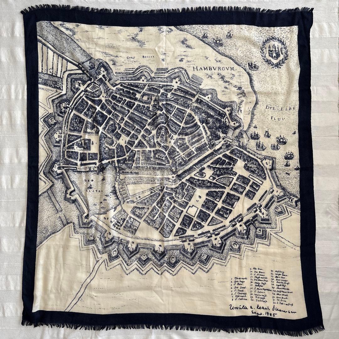 manipuri ウール&シルク　大判ストール　マニプリ　ハンブルク　古地図