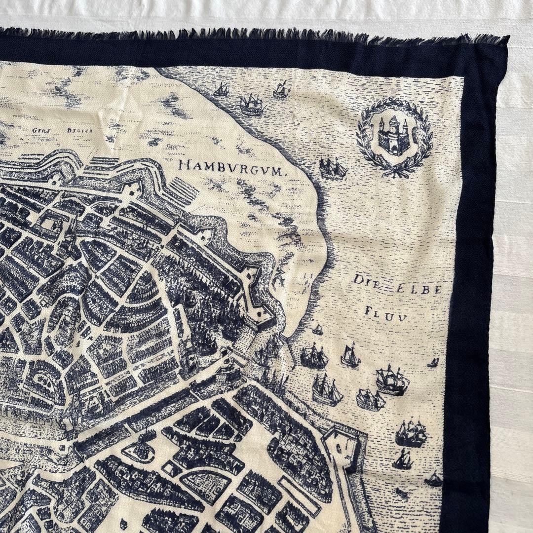 manipuri ウール&シルク　大判ストール　マニプリ　ハンブルク　古地図
