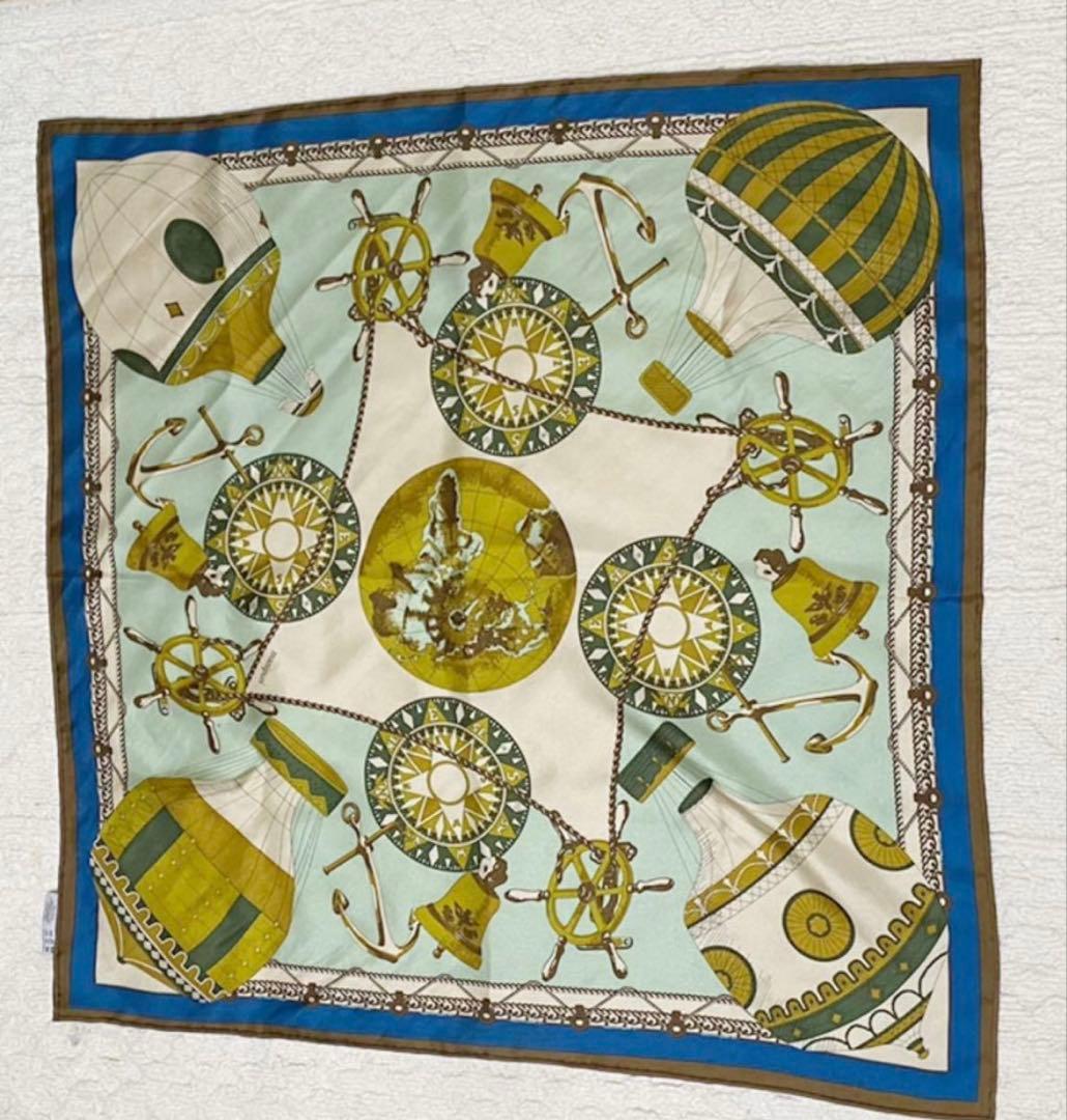 マニプリ　manipuri 気球と航海用具のスカーフ