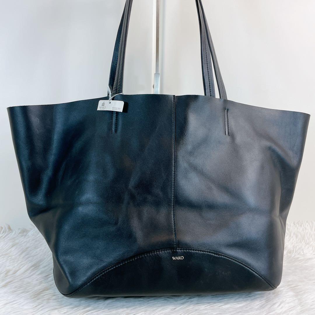 WAKO MANACO トートバッグ ミディアム　レザーバッグ　ブラック
