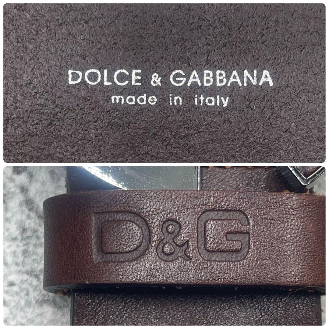 ドルチェ&ガッバーナ メタルバックル DG ロゴ 型押し ブラウン