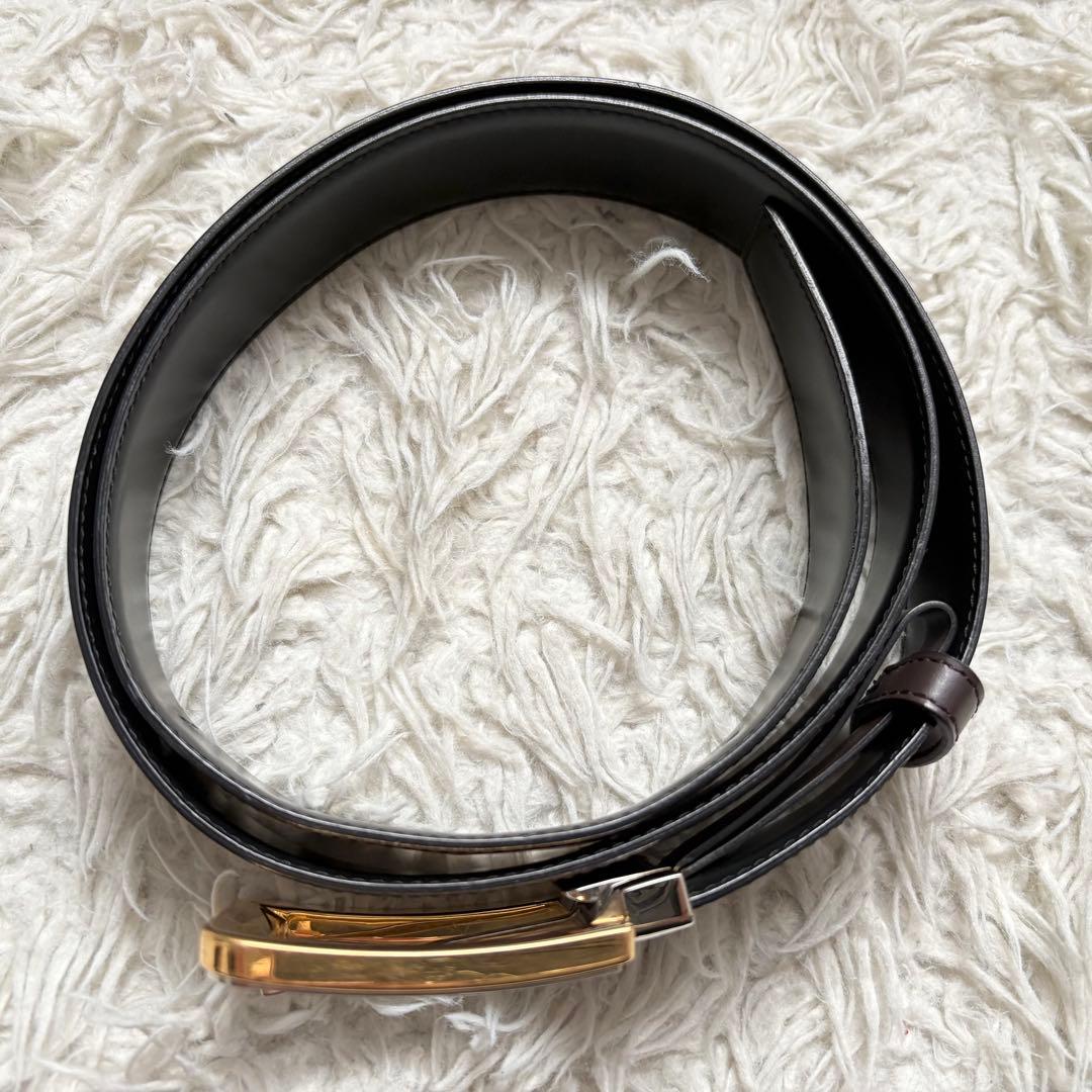 美品　Cartier サントス　リバーシブルベルト　シルバーバックル　黒　茶