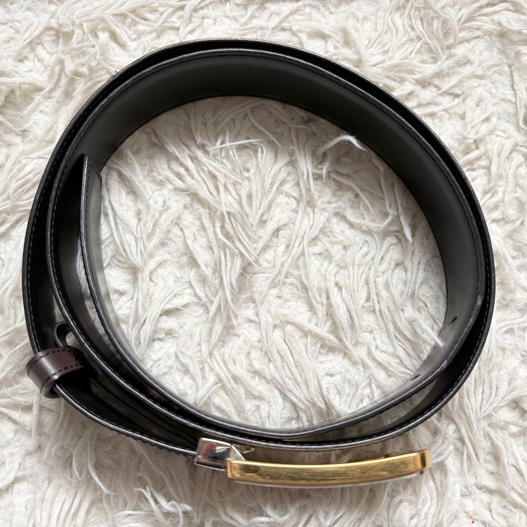 美品　Cartier サントス　リバーシブルベルト　シルバーバックル　黒　茶