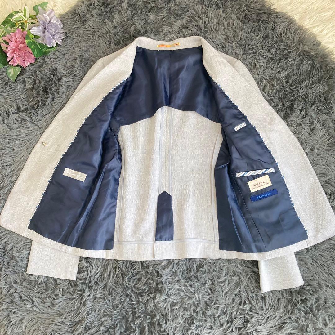【美品】 ORIHICA RHYME ノーカラーパンツスーツ セットアップ XS