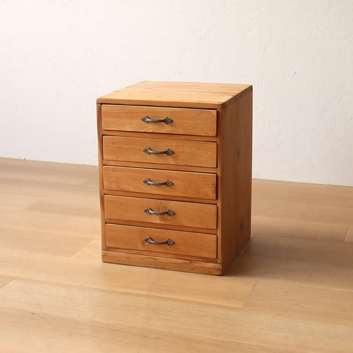 アンティーク 整理箱 タンス 古家具 引き出し5杯 無塗装 無垢材