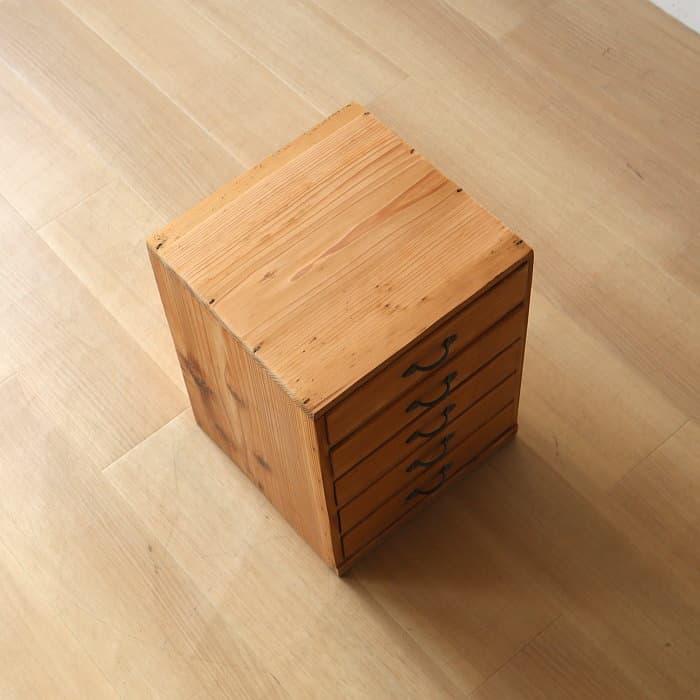 アンティーク 整理箱 タンス 古家具 引き出し5杯 無塗装 無垢材