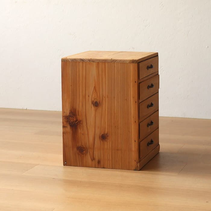 アンティーク 整理箱 タンス 古家具 引き出し5杯 無塗装 無垢材