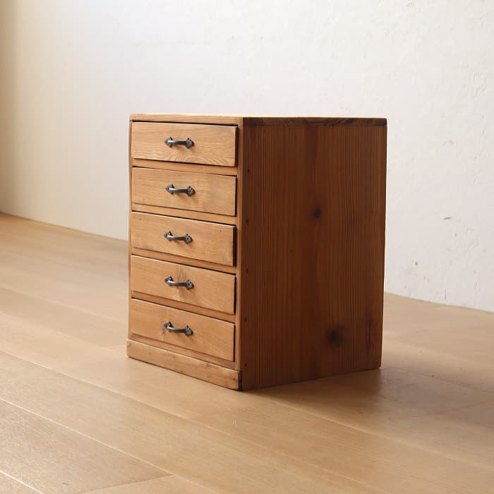 アンティーク 整理箱 タンス 古家具 引き出し5杯 無塗装 無垢材