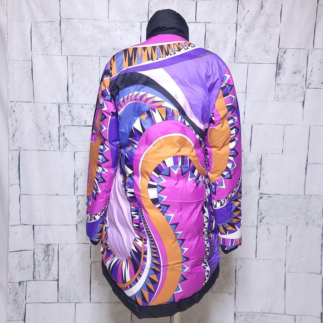 EMILIO PUCCI ダウンコート 12 XL プッチ柄 紫 総柄　左襟汚れ