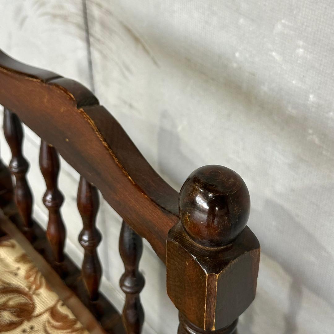 ✦80s✦昭和レトロ ゴブラン織 ヴィンテージ スピンドルチェア 木製 古家具②