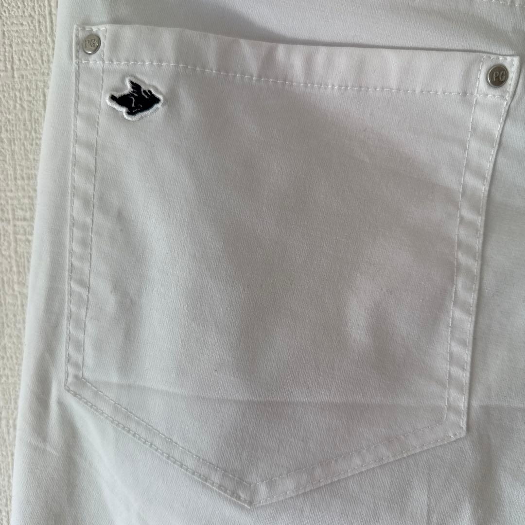美品　パーリーゲイツ　パンツ　白　ホワイト　M〜L相当　ストレッチ素材　4