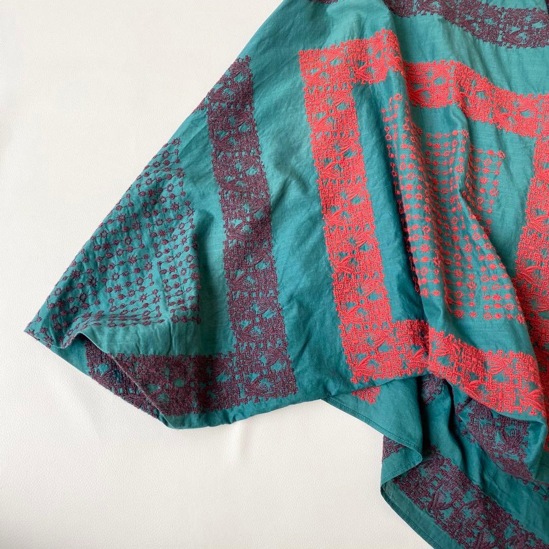 【美品】ハート　イッセイミヤケ　ポンチョ　シャツブラウス　刺繍　変形　17AW