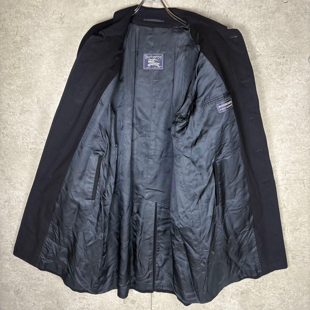 バーバリー　カシミヤ 100% BURBERRY バルカラー　コート　52 紺色