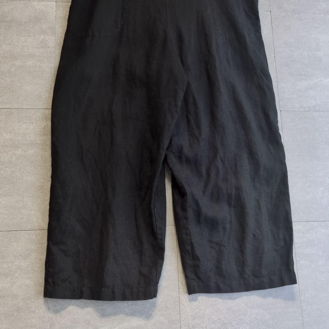 かぐれ　kagure リネン　サロペット　ワイド　ブラック　黒　リボン